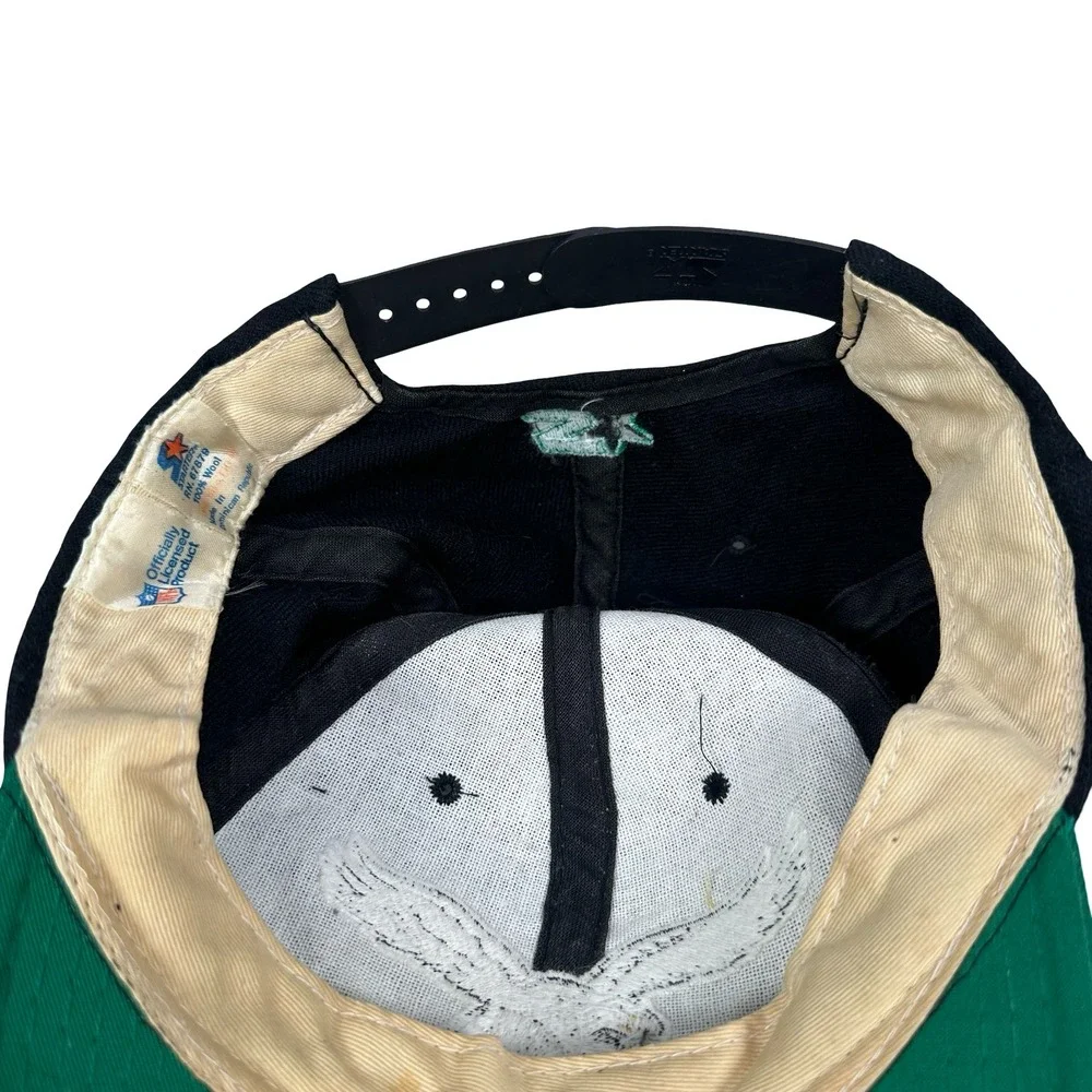 Vintage Starter Philadelphia Eagles Snapback Hat Black Green Wool 90s READ